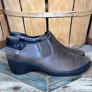 Merrell Veranda Moc Cloudy Brown Leather Heeled Comfort Loafer Clogs Womens 7.5